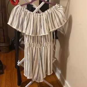 White print off the shoulder romper